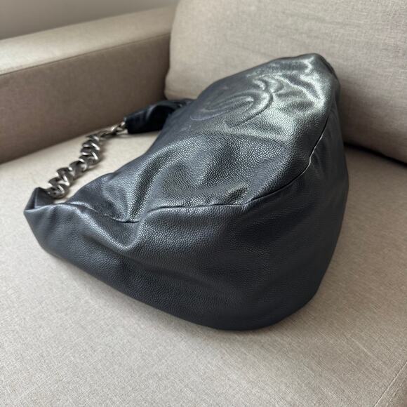 CHANEL Black Caviar 31 Hobo Leather Chunky Chain Link Handle Logo Shoulder Bag - Picture 6 of 14